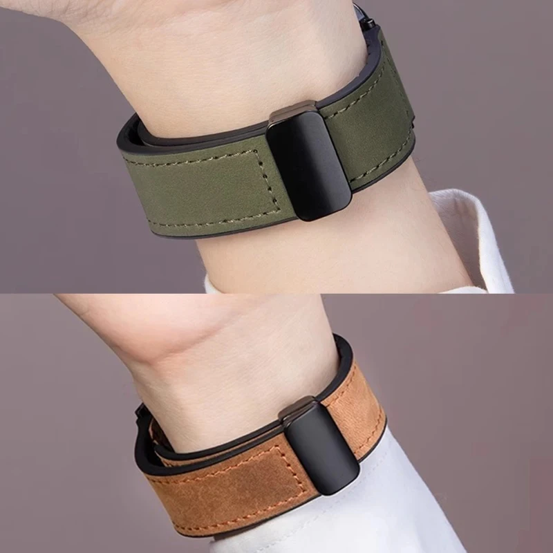 22mm 20mm Leather Silicone Strap For Samsung Galaxy Watch 7 6 5 4 40mm/44mm Magnetic Band For Galaxy Watch 6 Classic 43mm 47mm