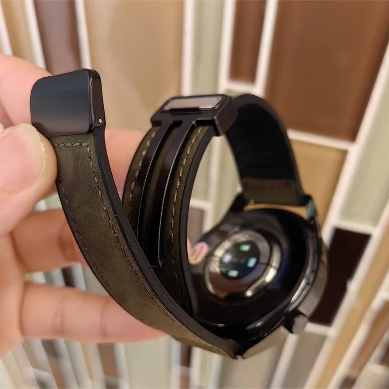 22mm 20mm Leather Silicone Strap For Samsung Galaxy Watch 7 6 5 4 40mm/44mm Magnetic Band For Galaxy Watch 6 Classic 43mm 47mm