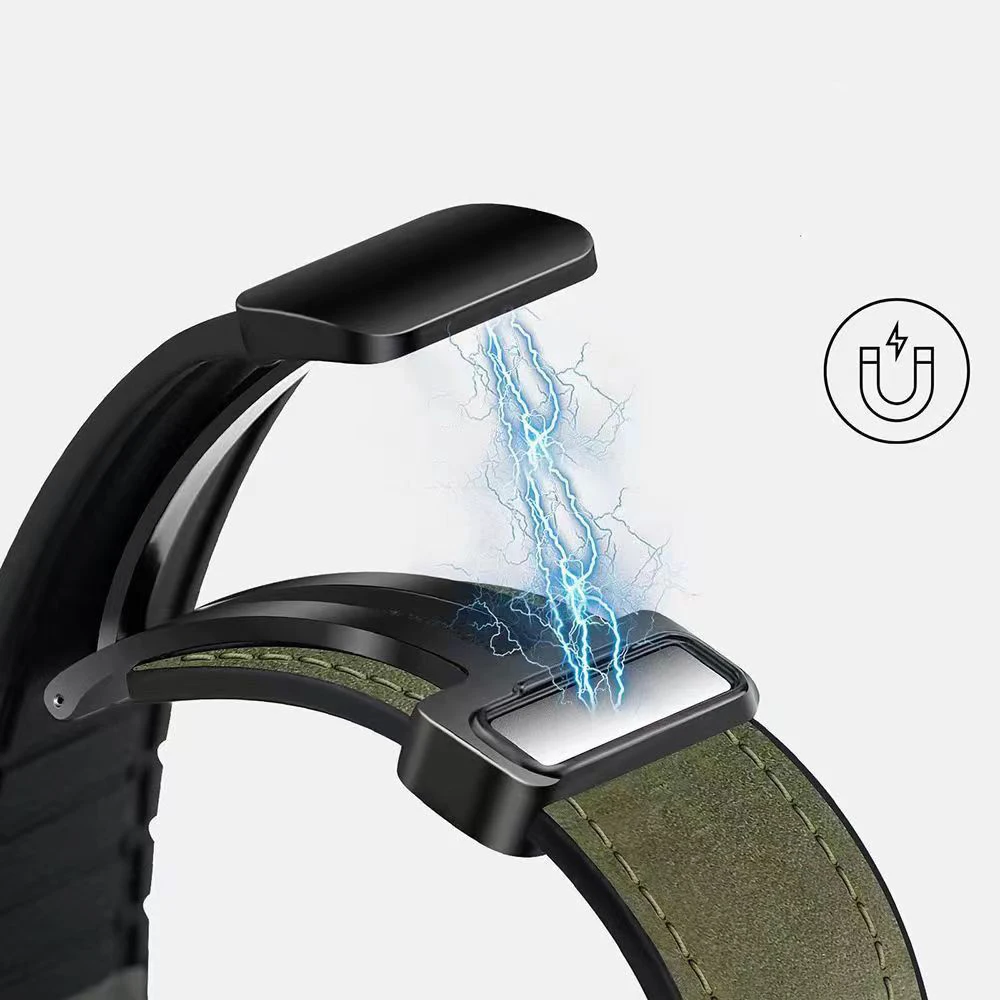 22mm 20mm Leather Silicone Strap For Samsung Galaxy Watch 7 6 5 4 40mm/44mm Magnetic Band For Galaxy Watch 6 Classic 43mm 47mm