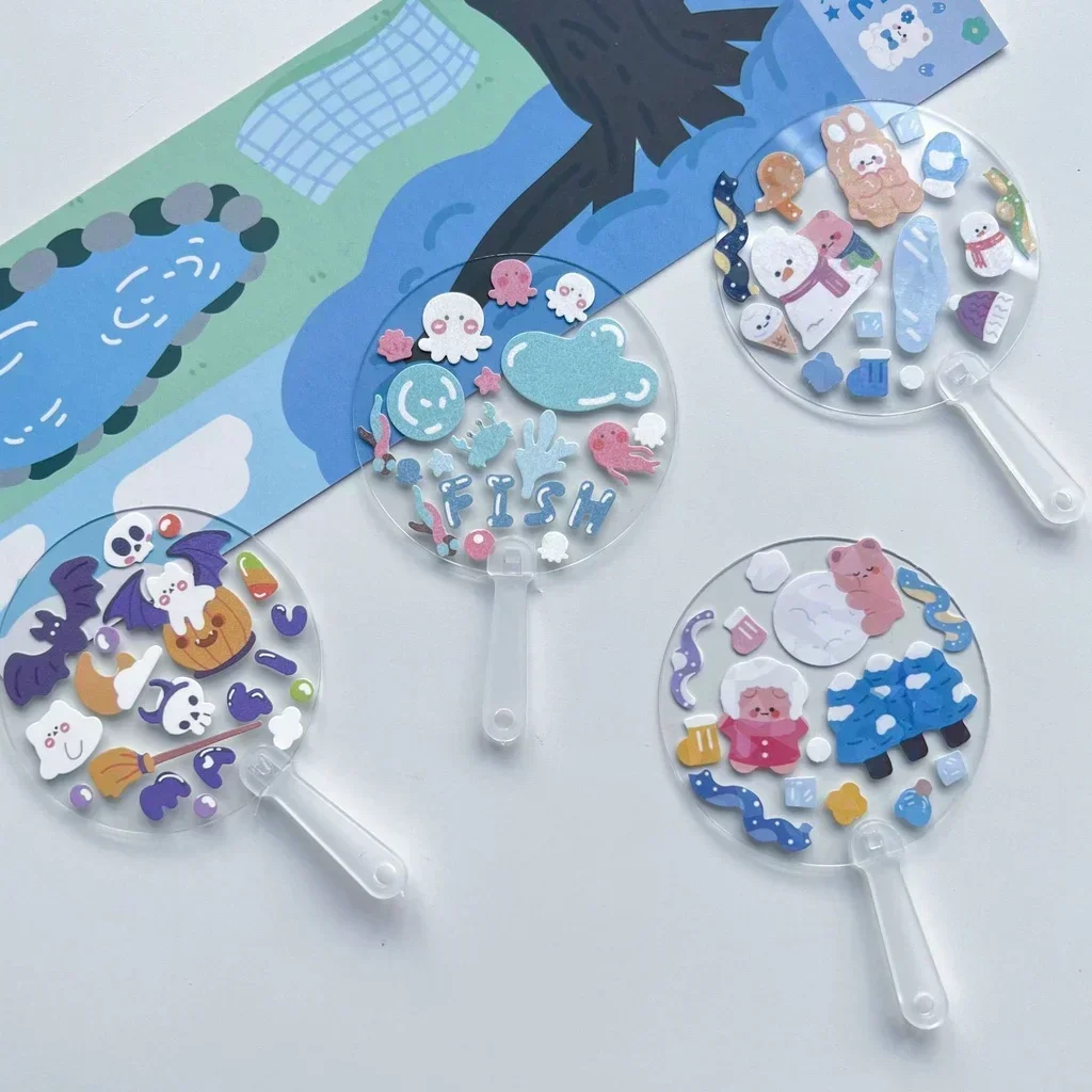 10/15/20Pcs Goo Card Handbook Stickers 5cm Mini Guka Fan Kawaii Decoration Sticker DIY Hand Tools Cuckoo Card School Supplies