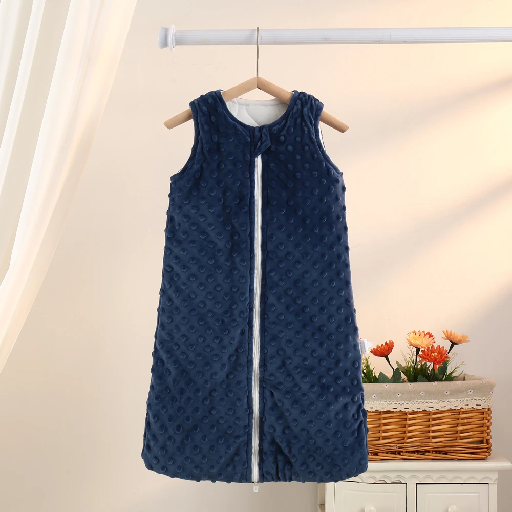 Baby Sleeping Bag 0-6m Autumn and Winter Vest-Style Bean Velvet Newborn Leg-Wrapped Sleeping Bag Anti-Kick Sleeveless Baby Sleeping Bag