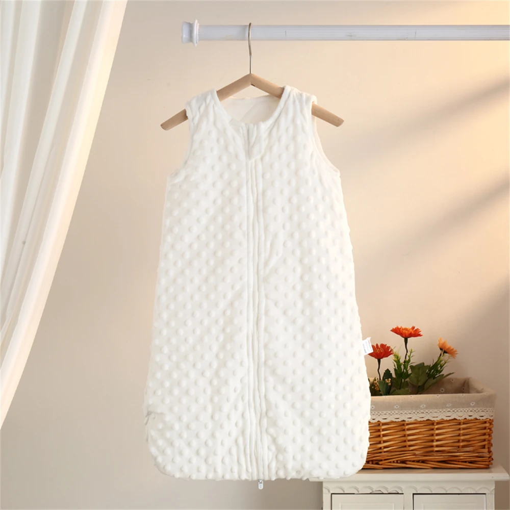 Baby Sleeping Bag 0-6m Autumn and Winter Vest-Style Bean Velvet Newborn Leg-Wrapped Sleeping Bag Anti-Kick Sleeveless Baby Sleeping Bag