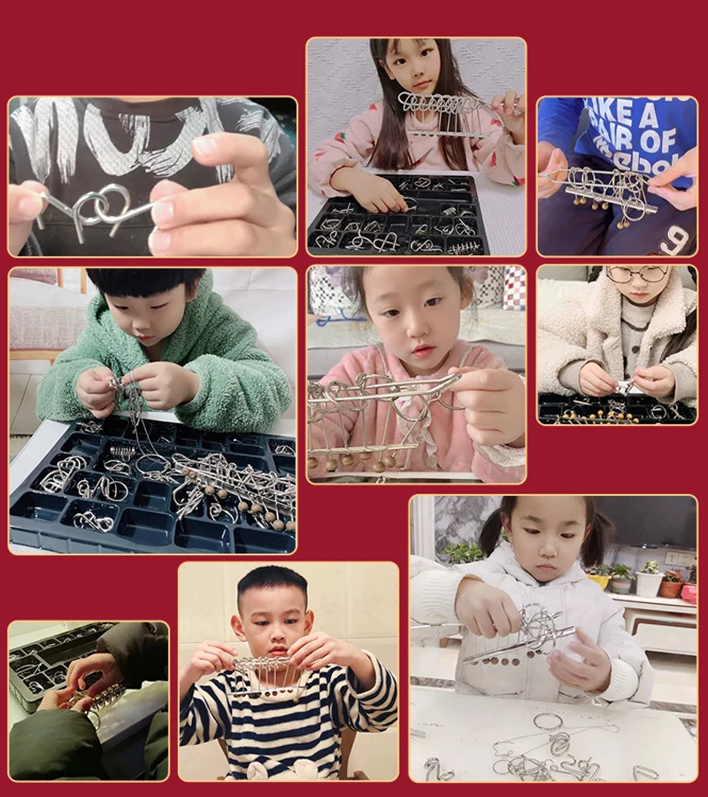 Materials Metal 3D Montessori Puzzle Wire Difficult Disentanglement Iron Brain Teaser IQ Test Toys Juegos De Ingenio Y Habilidad