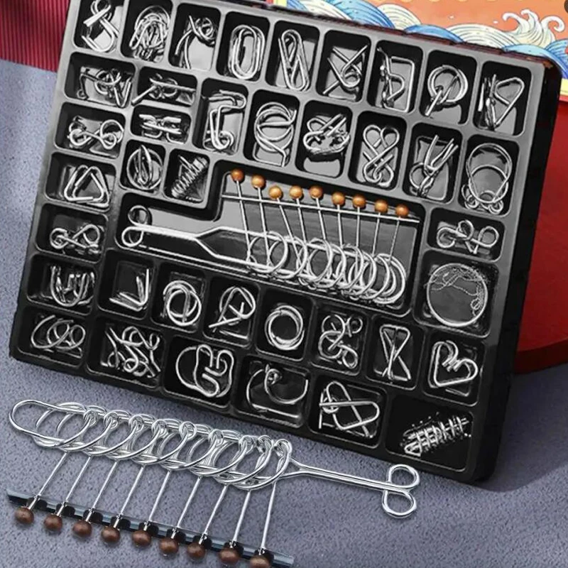 Materials Metal 3D Montessori Puzzle Wire Difficult Disentanglement Iron Brain Teaser IQ Test Toys Juegos De Ingenio Y Habilidad
