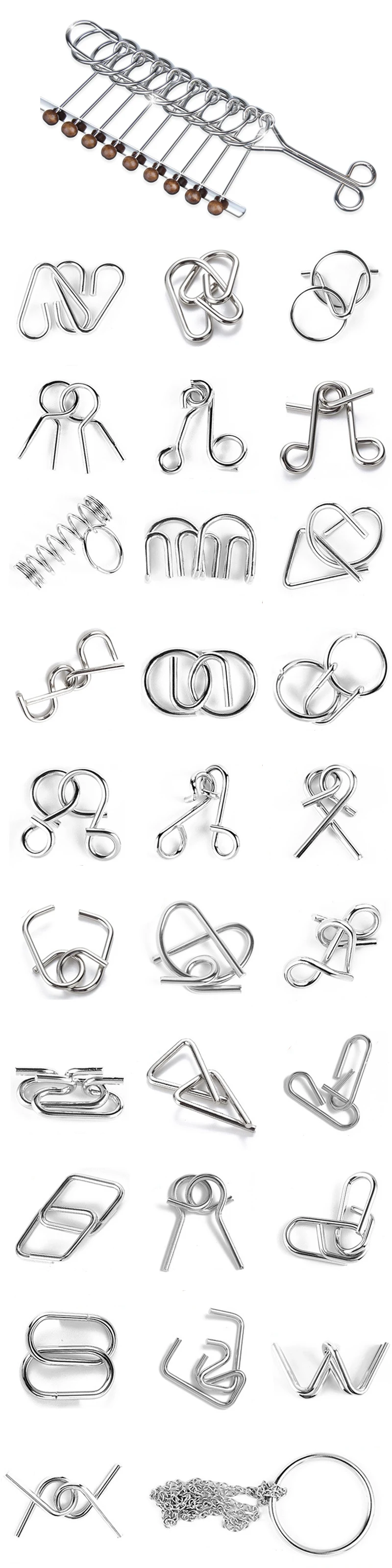 Materials Metal 3D Montessori Puzzle Wire Difficult Disentanglement Iron Brain Teaser IQ Test Toys Juegos De Ingenio Y Habilidad