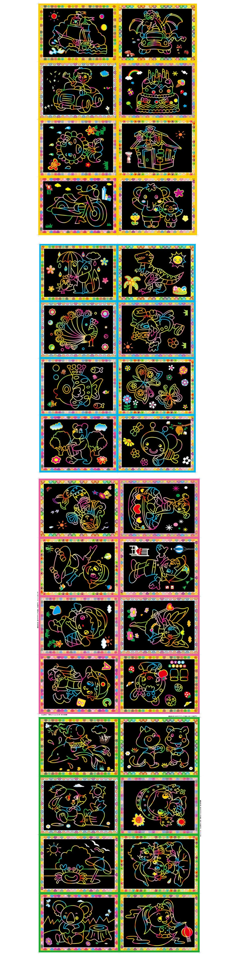 10pcs Children Scratch Painting Toys Art DIY Handmade Cute Cartoon Pattern Brilliant Colors Drawing Toys Kids Birthday Gift TMZ