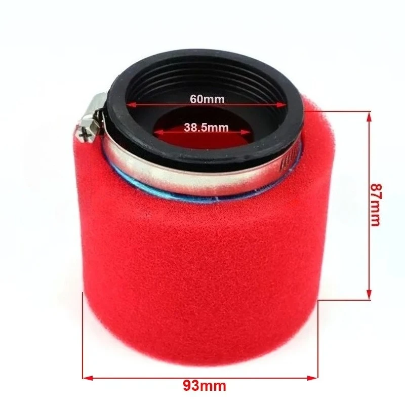Foam Air Filter 35mm 38mm 42mm 45mm 48mm 50mm 60mm Sponge Cleaner Moped Scooter Dirt Pit Bike Motorcycle Black and Red