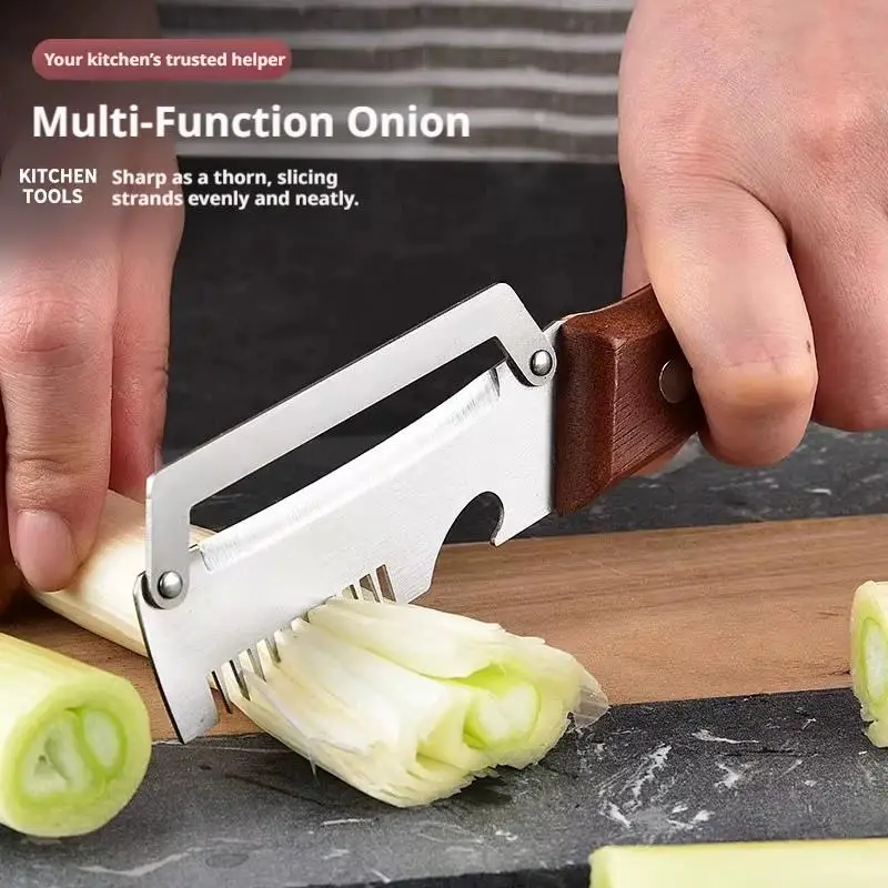 2-in-1 Serrated Peeling Knife Premium Vegetable Peeler With Wooden Handle And Bottle Opener Kitchen Tool