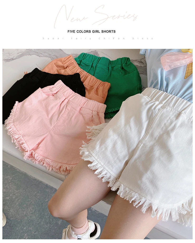 IENENS Girl Casual Shorts Kids Cotton Short Pants Five Colors Baby Bottoms Fit 4-11Y Child Casual Clothes Clothing