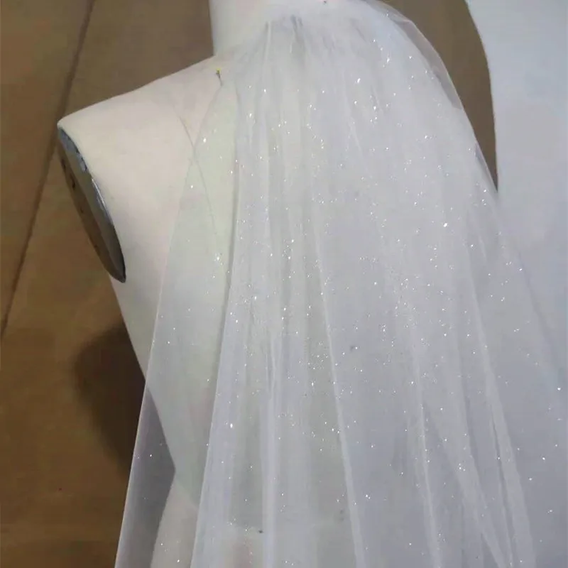 Bling Two Layers Bridal 3.5M Long Wedding Veils Luxury Shiny Glitter Tulle Bride Mesh Veil with Comb Mariage Accessories