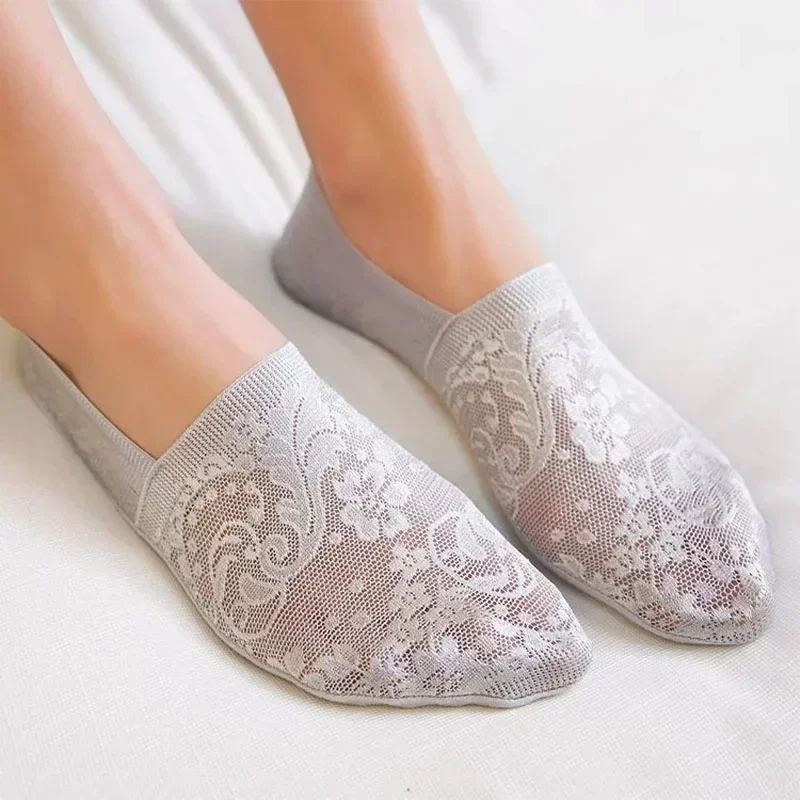 5 Pairs/Lot Socks Women Boat Socks Summer Breathable Silicone Non-slip Thin Invisible Ankle Sock Fashion Transparent Short Sox