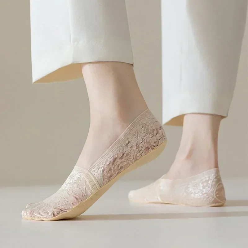 5 Pairs/Lot Socks Women Boat Socks Summer Breathable Silicone Non-slip Thin Invisible Ankle Sock Fashion Transparent Short Sox