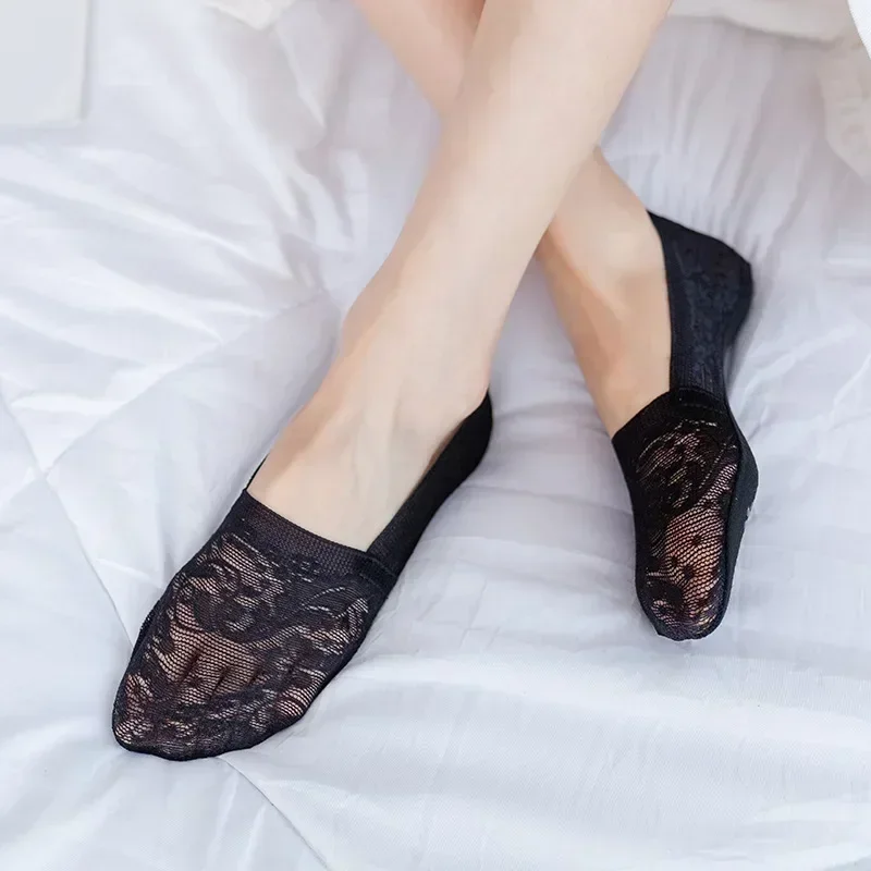 5 Pairs/Lot Socks Women Boat Socks Summer Breathable Silicone Non-slip Thin Invisible Ankle Sock Fashion Transparent Short Sox