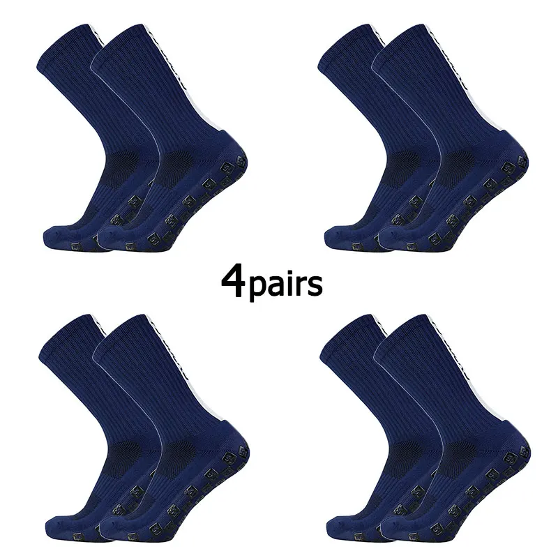 4 Pairs FS Square Silicone Non Slip FS Letter Football Socks Men Women Sports Grip Soccer Socks Calcetines Hombre Futebol 39-45