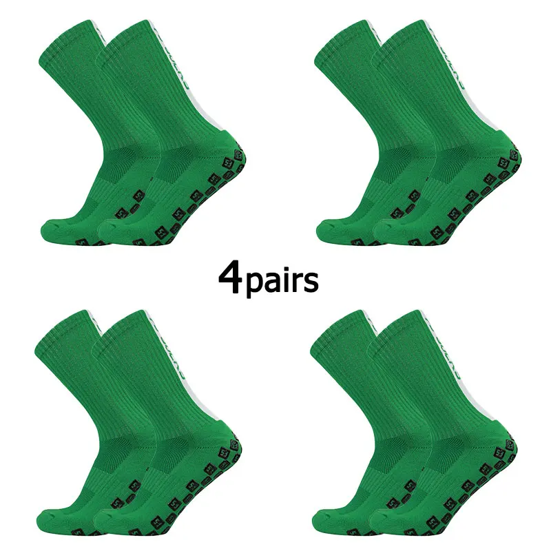 4 Pairs FS Square Silicone Non Slip FS Letter Football Socks Men Women Sports Grip Soccer Socks Calcetines Hombre Futebol 39-45