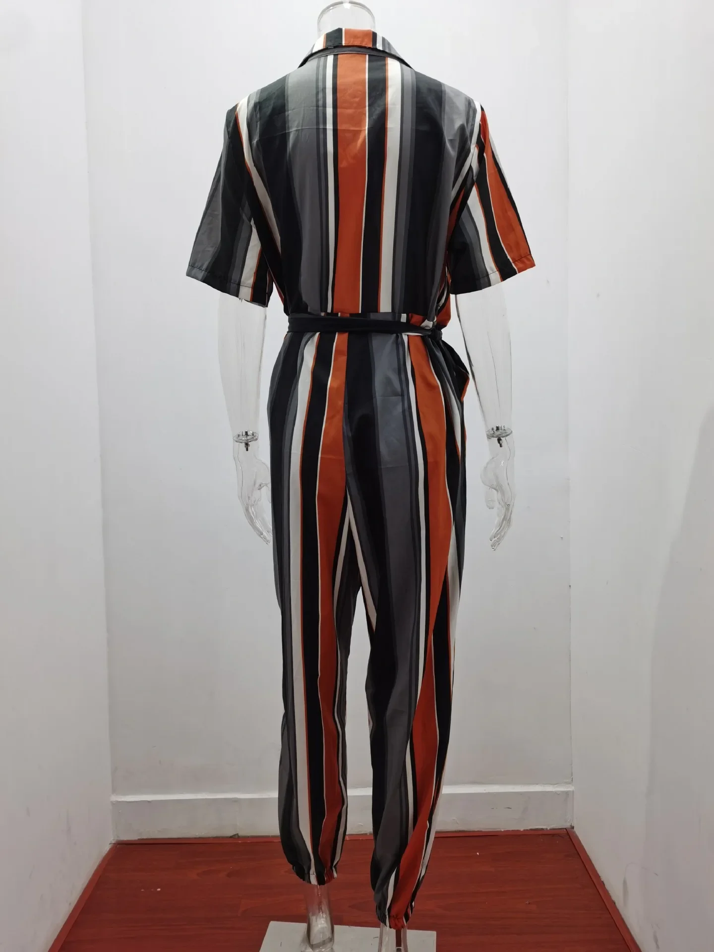 Overalls for Women Casual Lapel Lace-up Print Belt Work Jumpsuit Women One Pieces Bodysuit Women Chic and Elegant Long Jumpsuits