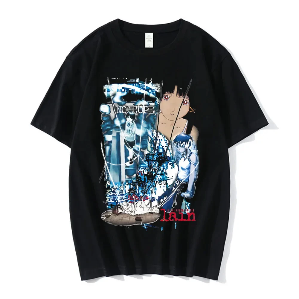 Anime Serial Experiments Lain T-Shirt Men Women Graphic T Shirts Unisex Iwakura Manga Girl Sci Fi Short Sleeve Tee Tops 62463