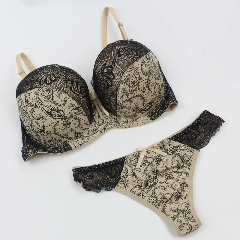 2022 New Bras Set For Womens Sexy Plus Size Female Lingerie Embroidered Lace 34/75 36/80 38/85 40/90 42/95 BCDE Cup Underwear