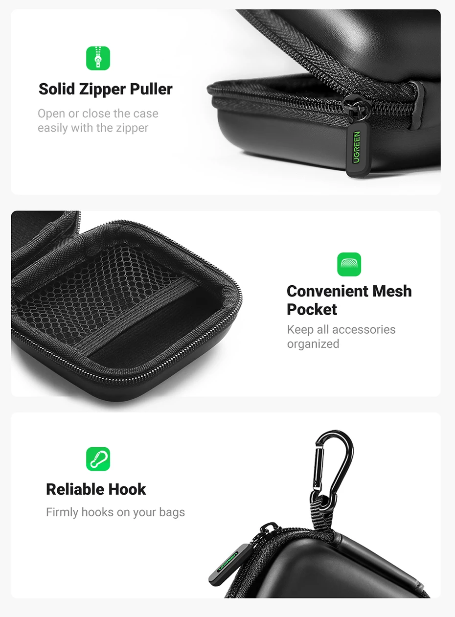 UGREEN Earphone Case Hard Headphone Bag For Airpods Earpods Sennheiser Ear Pads Wireless Bluetooth Earphone Accessories