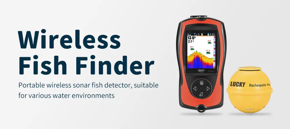 LUCKY FF1108-1CWLA Rechargeable Wireless Sonar for Fishing 45M Water Depth Echo Sounder Fishing Finder Portable Fish Finder