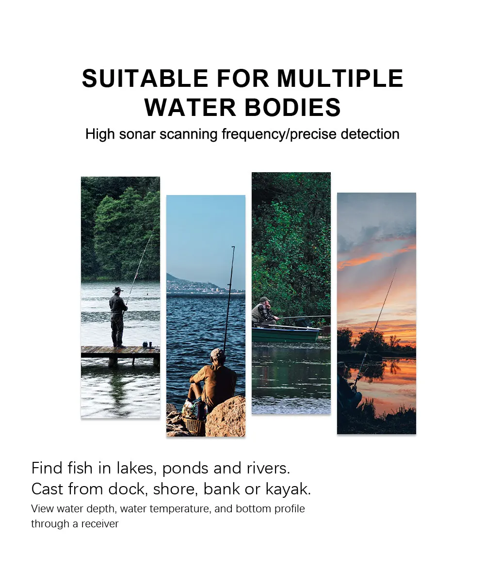 LUCKY FF1108-1CWLA Rechargeable Wireless Sonar for Fishing 45M Water Depth Echo Sounder Fishing Finder Portable Fish Finder