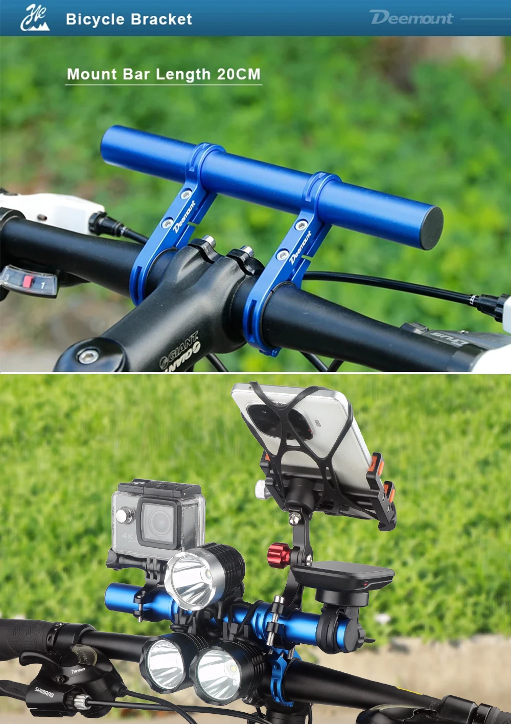 10/20/25/30cm Bicycle Handlebar Extended Bracket Bike Headlight Mount Bar Computer Holder Lamp Support Rack Alloy Fiber Stand
