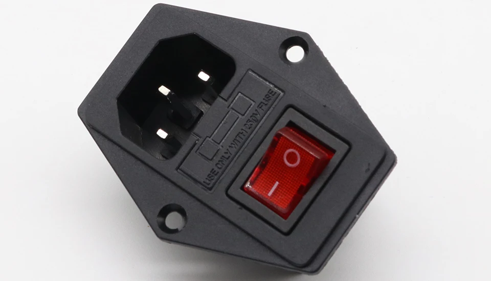 15A 10A/250V 3pin AC power socket with Power Rocker Switch Fused