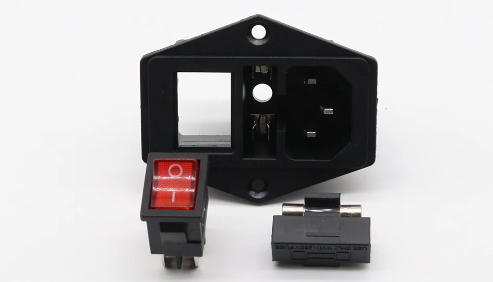 15A 10A/250V 3pin AC power socket with Power Rocker Switch Fused