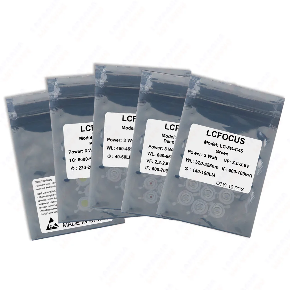 10pcs LED Chip 1W 3W 5W Warm Cool White Red Blue Green Yellow Full Spectrum 660nm 440nm COB Grow Lamp For 1 3 5 Watt Light Beads
