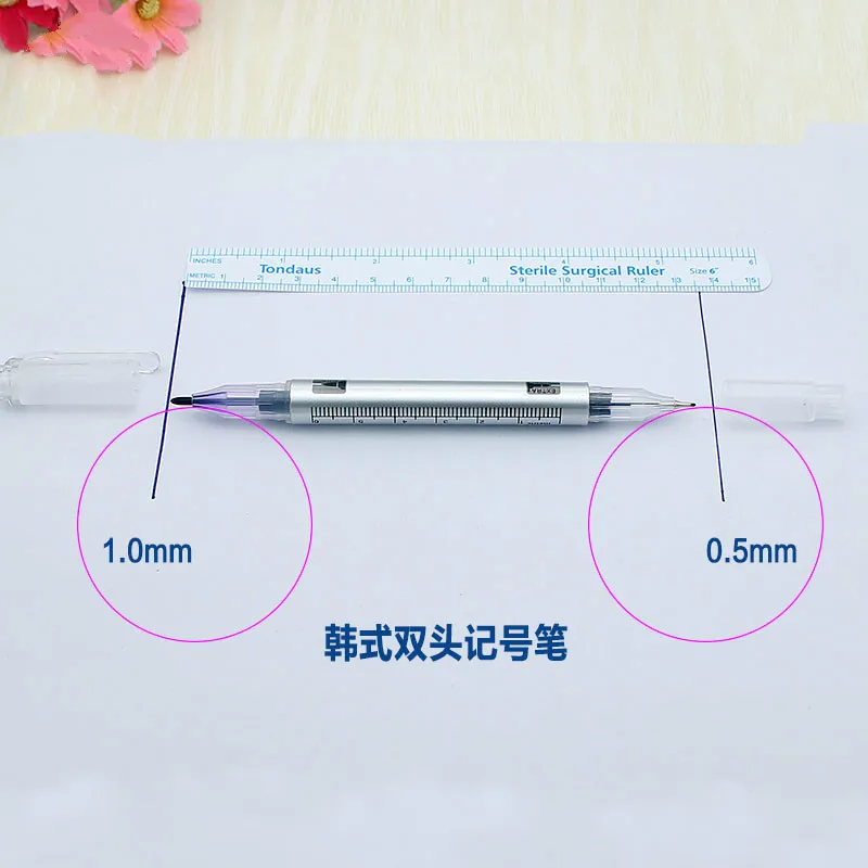Surgical Skin Marker for Eyebrow Skin Marker Pen Tattoo Skin Marker Measure Measuring Ruler Set Tool