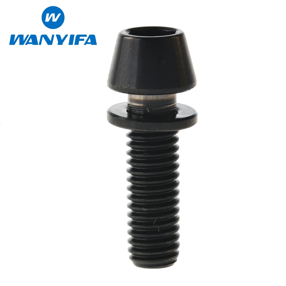 Wanyifa 6Pcs Titanium Ti M5 M6 x 16 18 20 25mm Allen Hex Tapered Head Bolts With Washer Screw For Bicycle Stem
