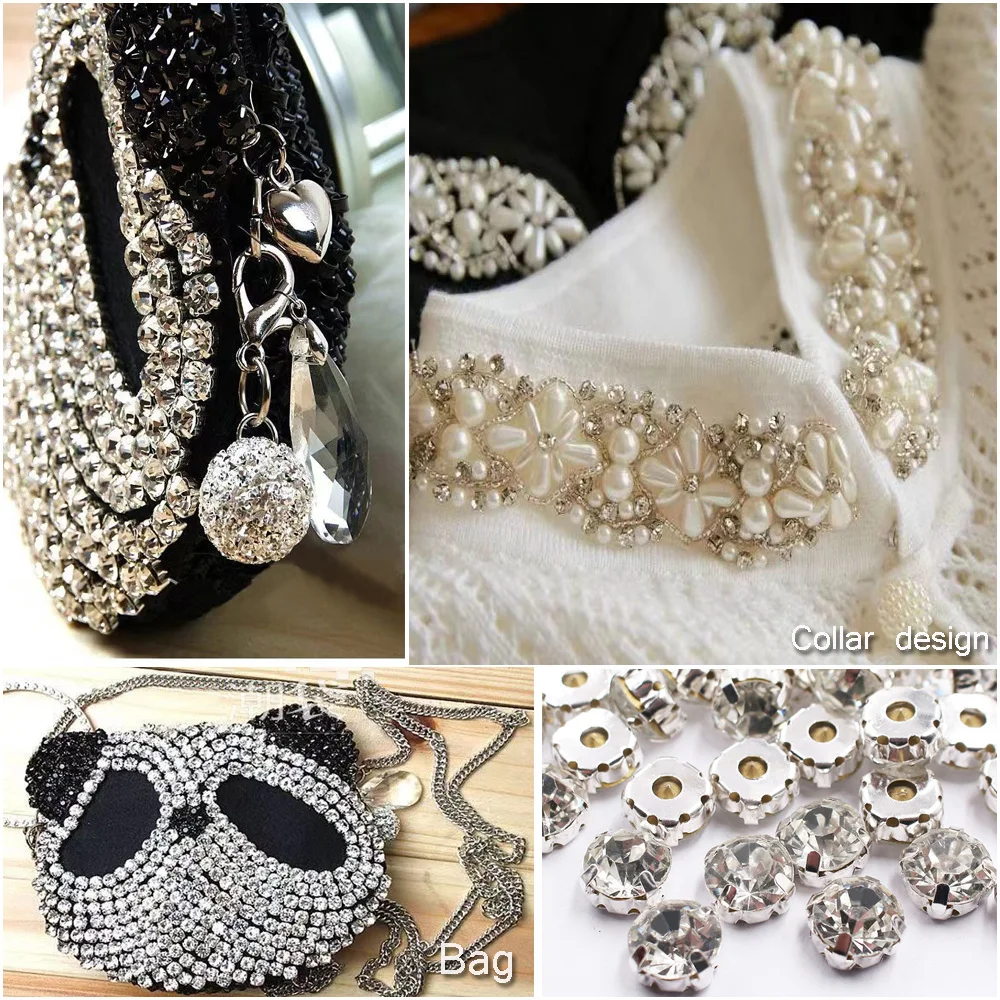 3mm-8mm Claw Cup Sewing Rhinestones Strass Flatback Crystas Stones Silver Base Sew On Rhinestones For Clothes Needlework Gems
