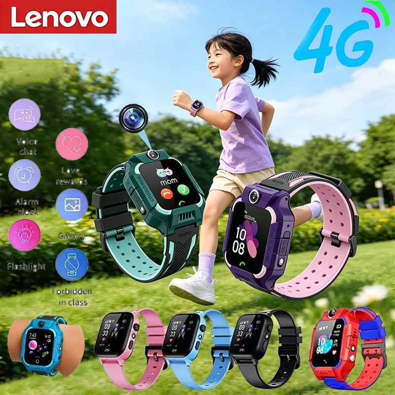 Lenovo 4G Kids Smart Watch 8K Camera SOS GPS Tracker Sim Card Call Waterproof Child Watch for Boys Girls Birthday Gift Android