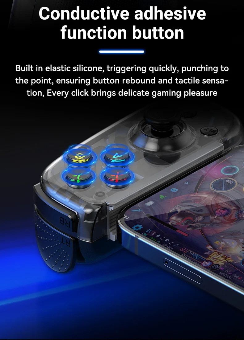 D6MINI Wireless Mobile Game Controller with Hall Joystick Quick Trigger USB C Gamepad for 3DS Android ios Switch