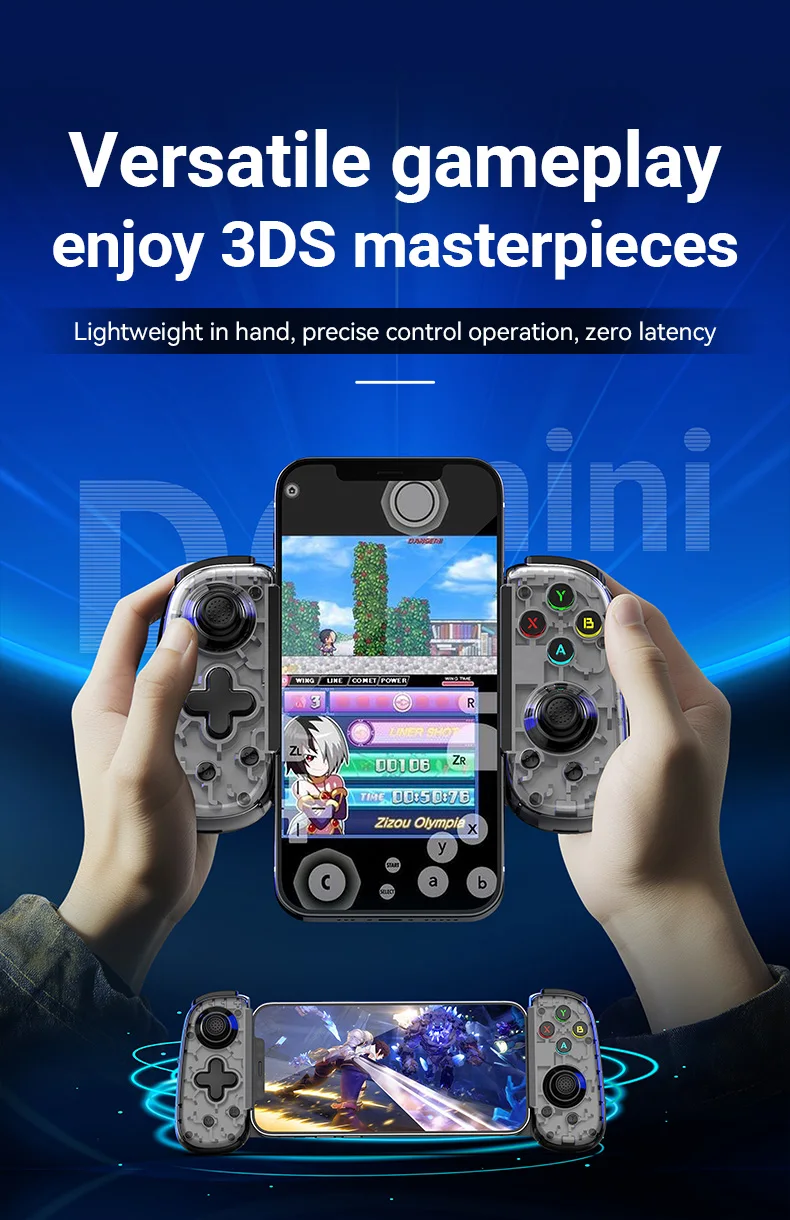 D6MINI Wireless Mobile Game Controller with Hall Joystick Quick Trigger USB C Gamepad for 3DS Android ios Switch