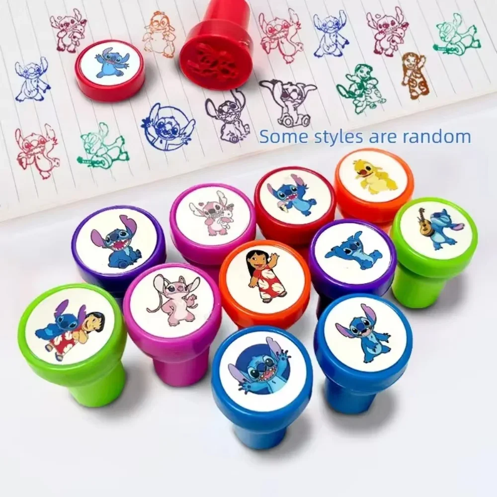 12PCS Disney Stitch Cartoon Seal Children's Birthday Party Gift Stitch Cartoon Pattern Seal Boy Christmas Gift