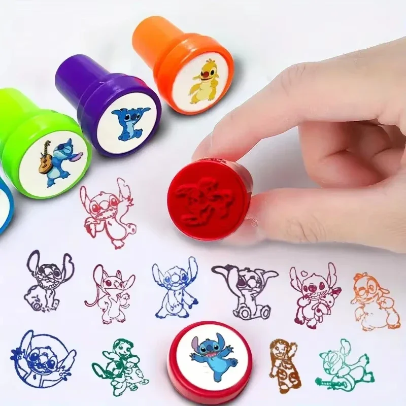 12PCS Disney Stitch Cartoon Seal Children's Birthday Party Gift Stitch Cartoon Pattern Seal Boy Christmas Gift