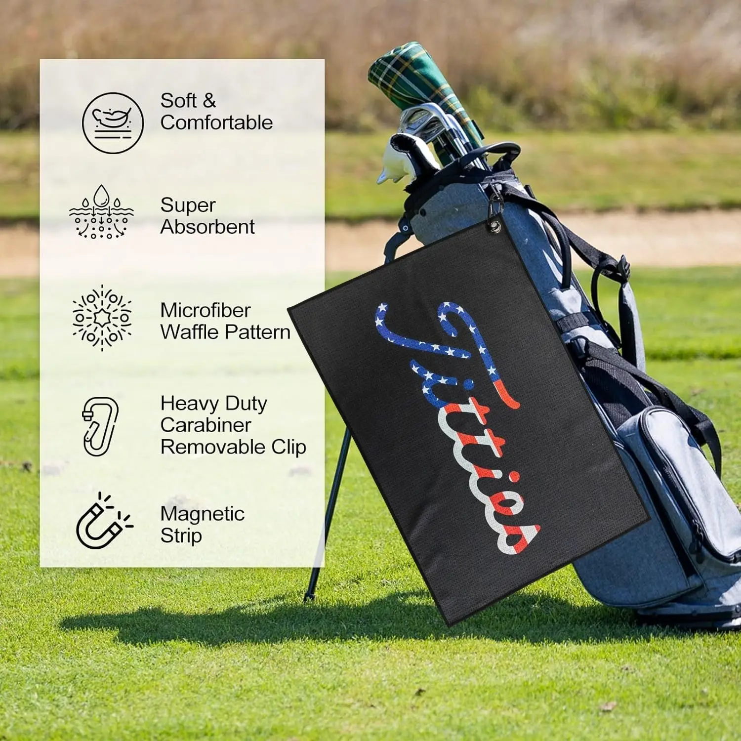 Funny Microfiber Premium Golf Towel, Printed Golf Towels for Golf Bags for Men & Women, Great Golf Accessories for Men Golfers