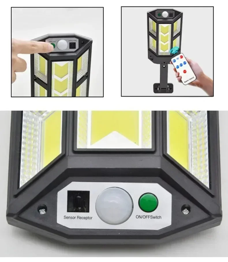 Powerful LED Solar Outdoor Led Courtyard Wall Lamp Rechargeable Human Body Induction Garden Terrace Garage Door Street Lighting