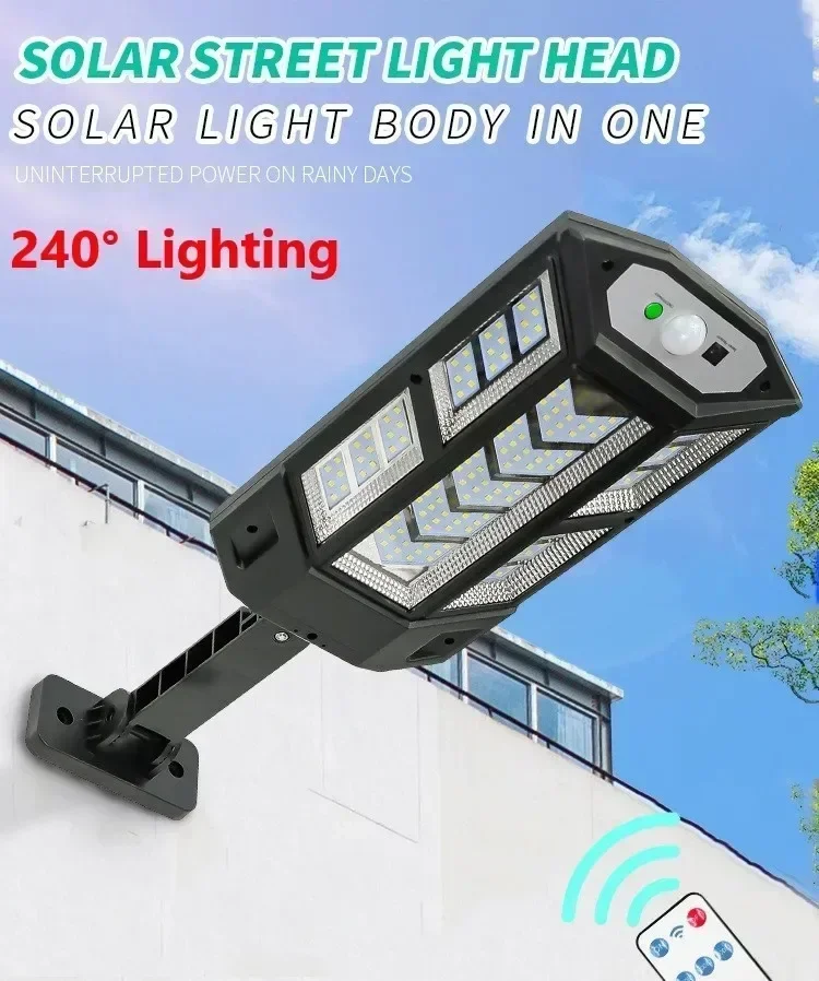 Powerful LED Solar Outdoor Led Courtyard Wall Lamp Rechargeable Human Body Induction Garden Terrace Garage Door Street Lighting