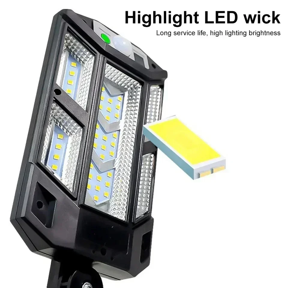 Powerful LED Solar Outdoor Led Courtyard Wall Lamp Rechargeable Human Body Induction Garden Terrace Garage Door Street Lighting