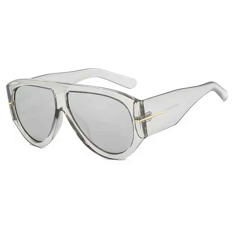 Luxury Brand Retro Big Frame Oval Women Sunglasses Black Tea Color Square Pilot Shades UV400 Cool Men Oversized Sun Glasses