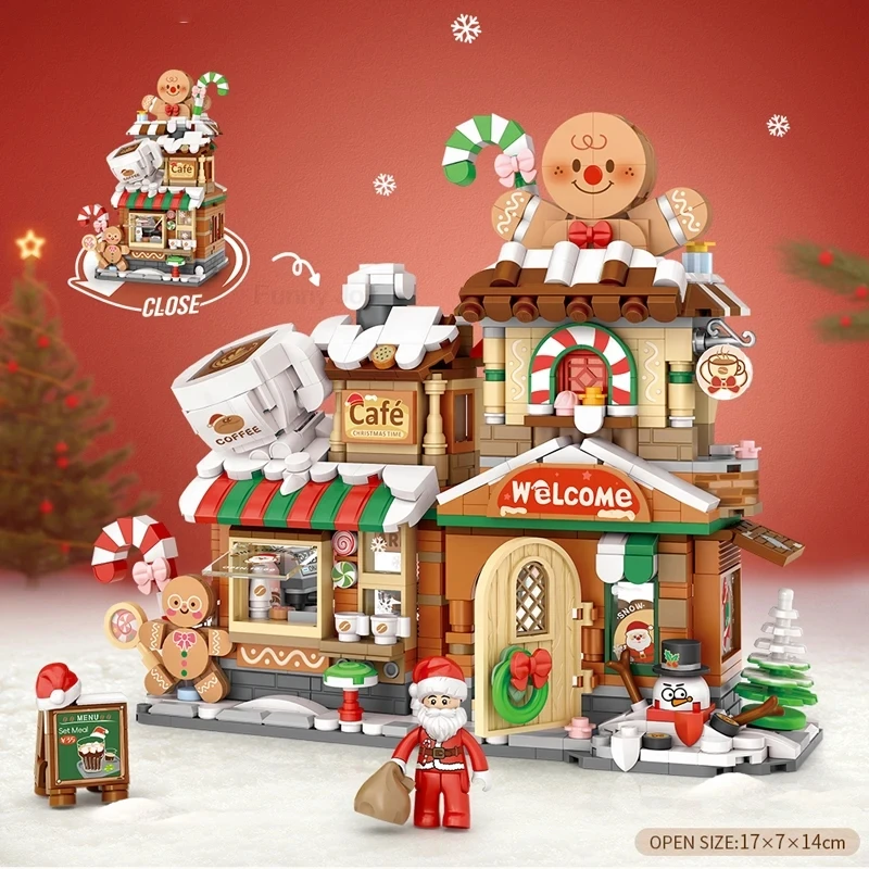 Street View House Building Blocks Izakaya Shaved Ice Shop Takoyaki Shop Coffee Shop Panda Tea House Children's Gift