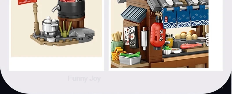 Street View House Building Blocks Izakaya Shaved Ice Shop Takoyaki Shop Coffee Shop Panda Tea House Children's Gift
