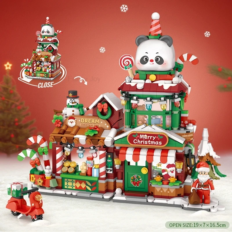 Street View House Building Blocks Izakaya Shaved Ice Shop Takoyaki Shop Coffee Shop Panda Tea House Children's Gift