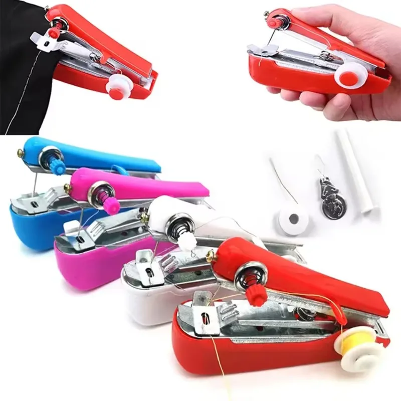 Portable Sewing Machine Mini Sewing Machine Household Simple Needlework Manual Crop Repair Clothes Fabric Hand Sewing Machine