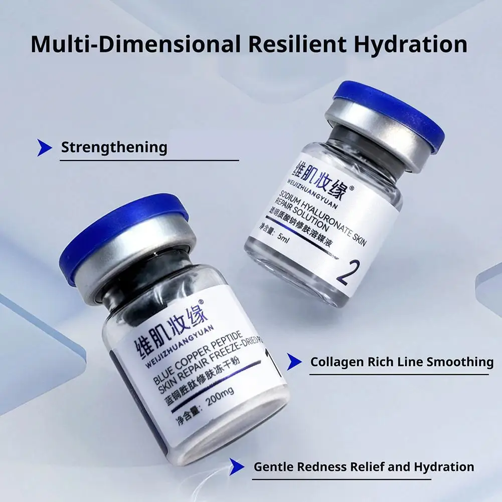 GHK-Cu 99% Copper Peptide Freeze-Dried Powder Blue Copper Anti Wrinkle Plump Firm Skin Fade Lines Repair Barrier Set