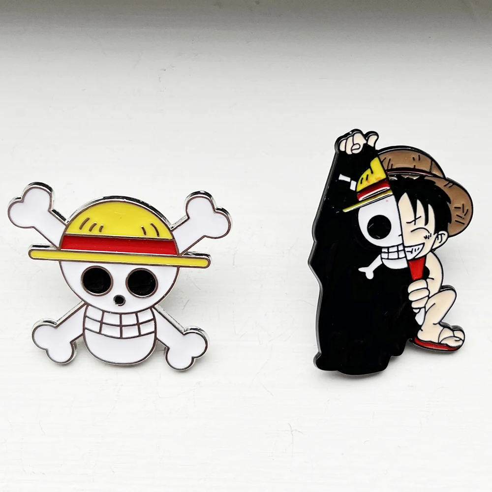 2pcs One Piece Luffy Anime Lapel Pins Set Enamel Brooches for Backpack Men Women Jewelry Accessory Cool Anime Badges