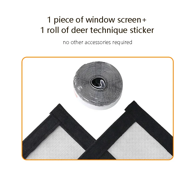 Self-Adhesive Black PP Nano Window Screen Mesh Anti-Mosquito Net Easy Install No Drill for Home