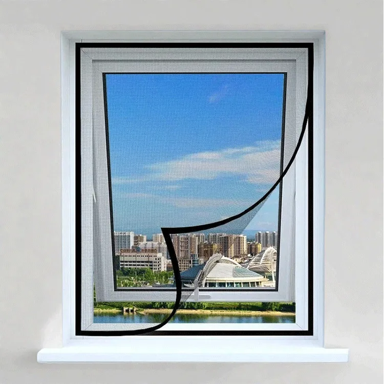 Self-Adhesive Black PP Nano Window Screen Mesh Anti-Mosquito Net Easy Install No Drill for Home
